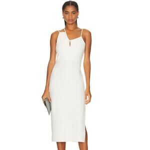 Amanda Uprichard Prato Midi Dress Asymmetric Strappy Bridal Classic White Party